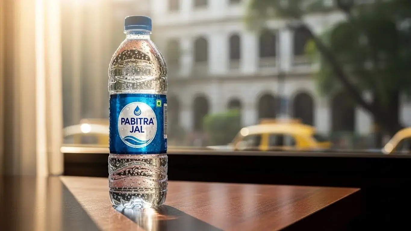 Pabitra Jal purified water bottle on table