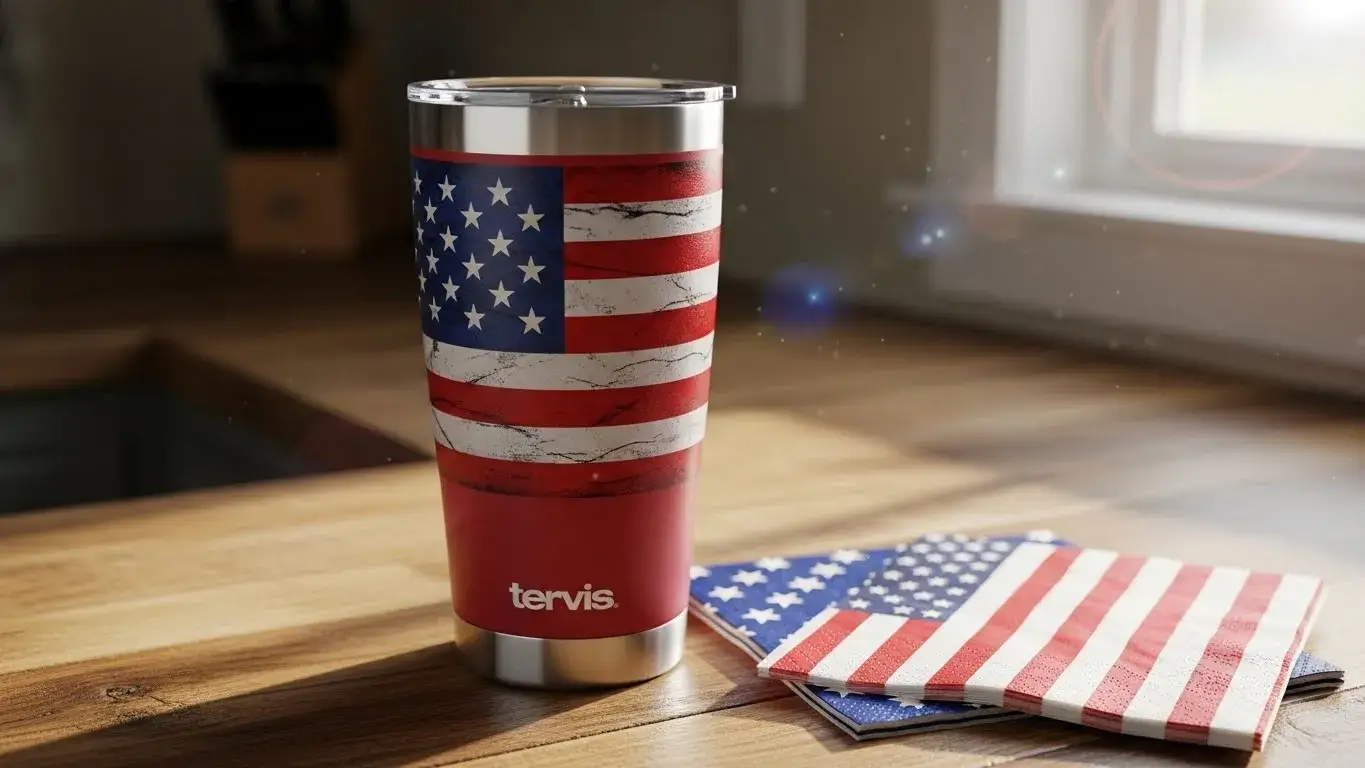 Tervis plastic tumbler with USA flag design